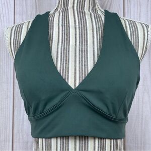 AS Revival Activewear Halter Top Sports Bra Criss Cross Forrest Green Size Large